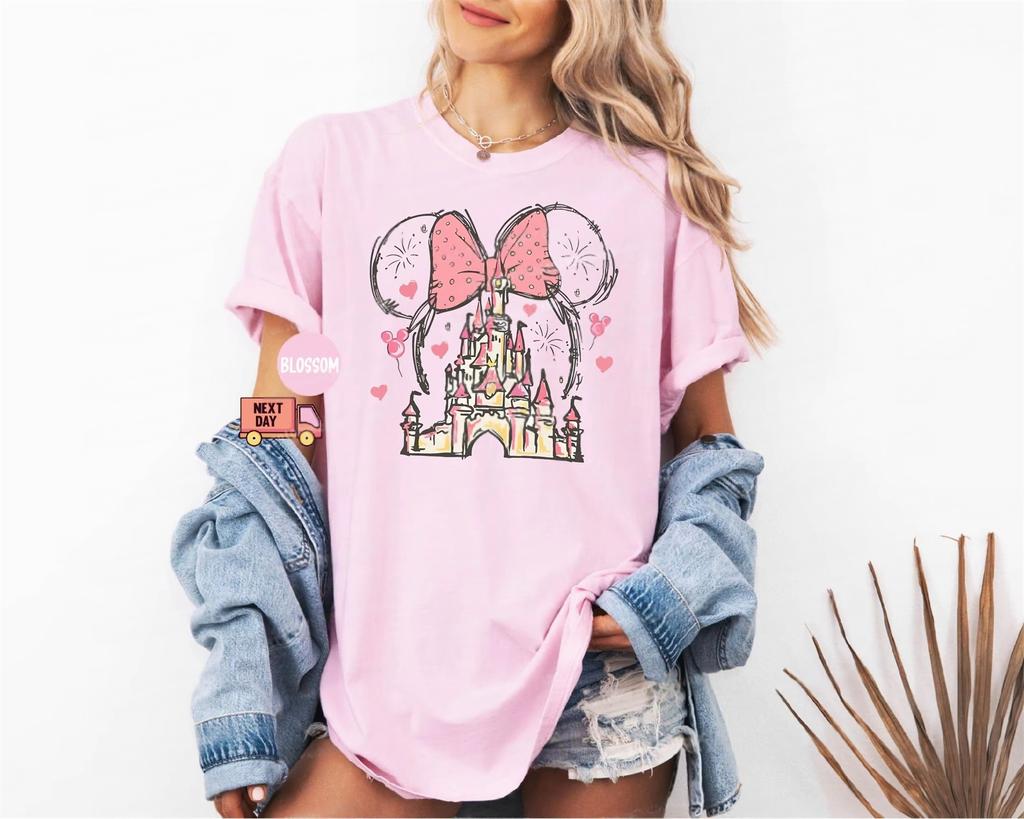 2026 Summer Castle Oversized T-shirt High Quality Cotton Comfort Colors Ivory Fairy Print Unisex Casual Women's and Men's Kids