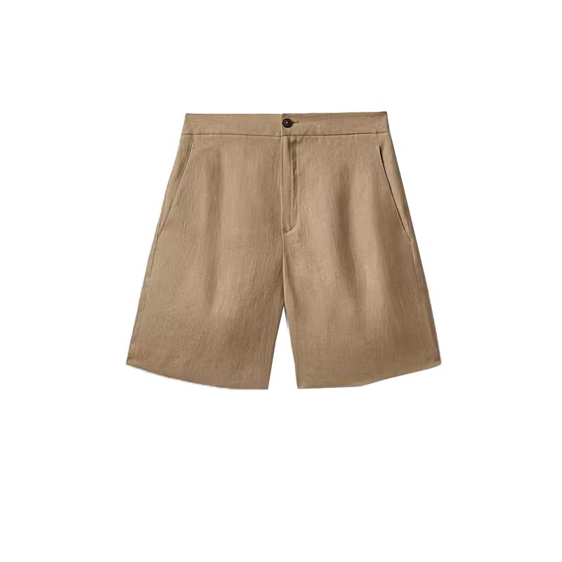 

MD Women clothes New White Commuter Casual Cotton and Linen Design Loose Straight Shorts 5049582 Tan M