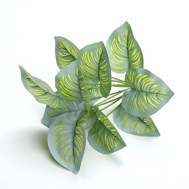 Artificial Pothos & Monstera Leaves Wall Decor for Living Room - Small Potted Greenery Arrangement