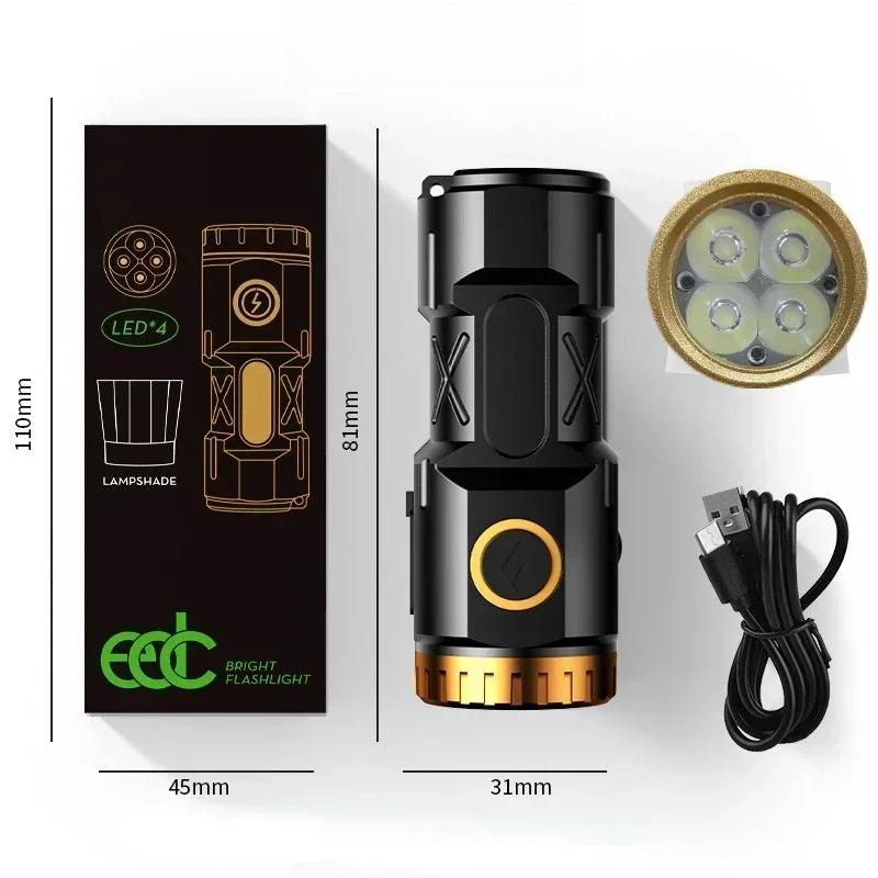 

4/6/8*P35 LED Высококачественный фонарик ABS Супер яркий фонарь Перезаряжаемый USB свет Водонепроницаемый с ЗАЖИМОМ для кепки для пеших походов и кемпинга Gold Head 4 LED