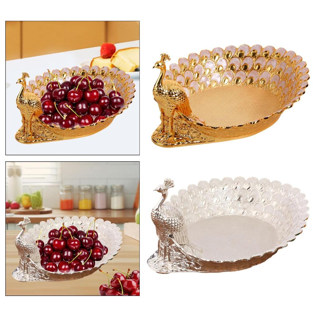 Fruit Bowl Peacock Shape Fruit Plate Candy Snack Tray Table Centerpiece Snack Tray for Holiday Desktop Wedding Kitchen Decor