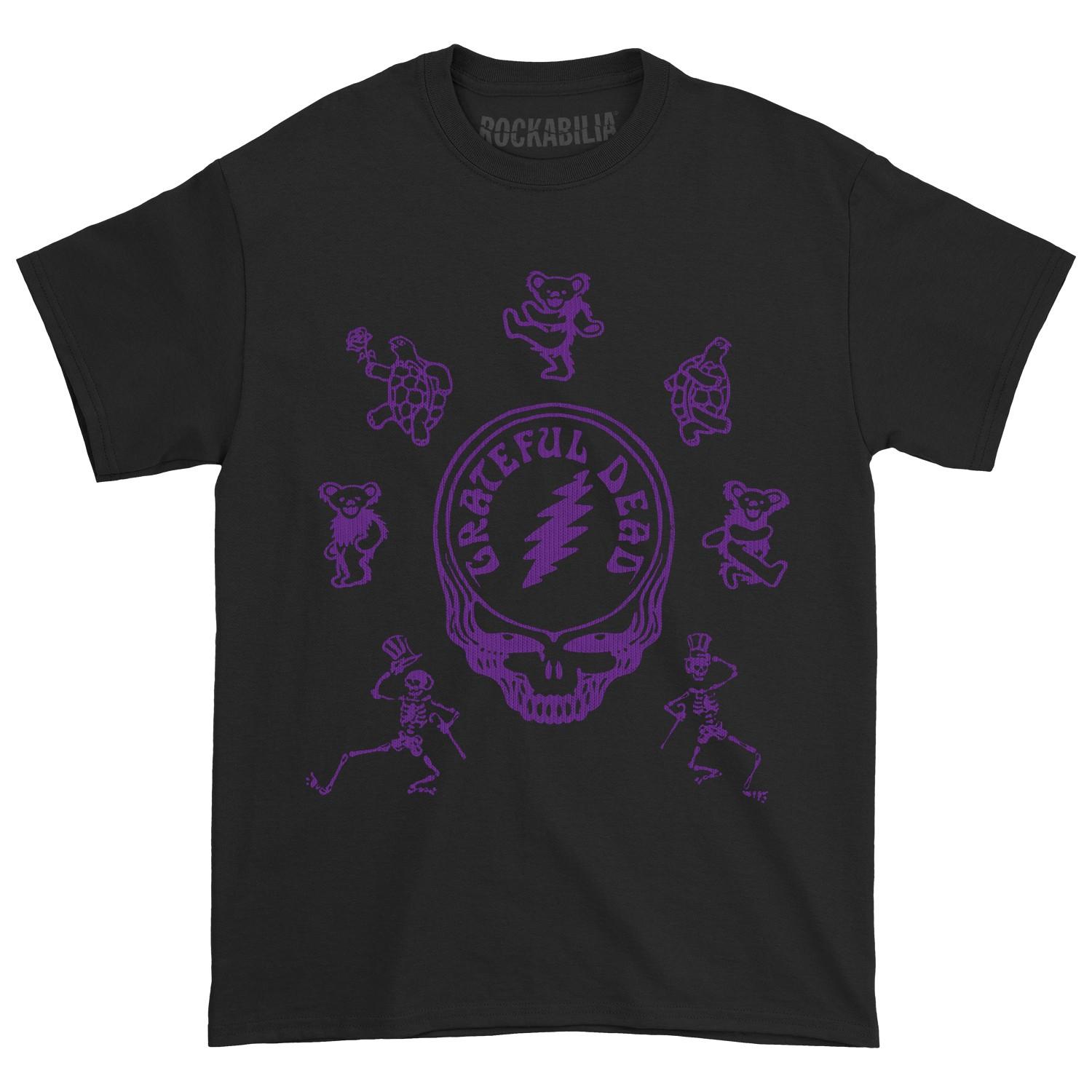 Men s Grateful Dead Purple Steal Your Face Logo T-shirt Large Black S
