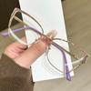 New Fashion Diamond Studded Metal Eyeglass Frame for Women Clear Lenses Glasses Fashionable Cat Eye Computer Goggles