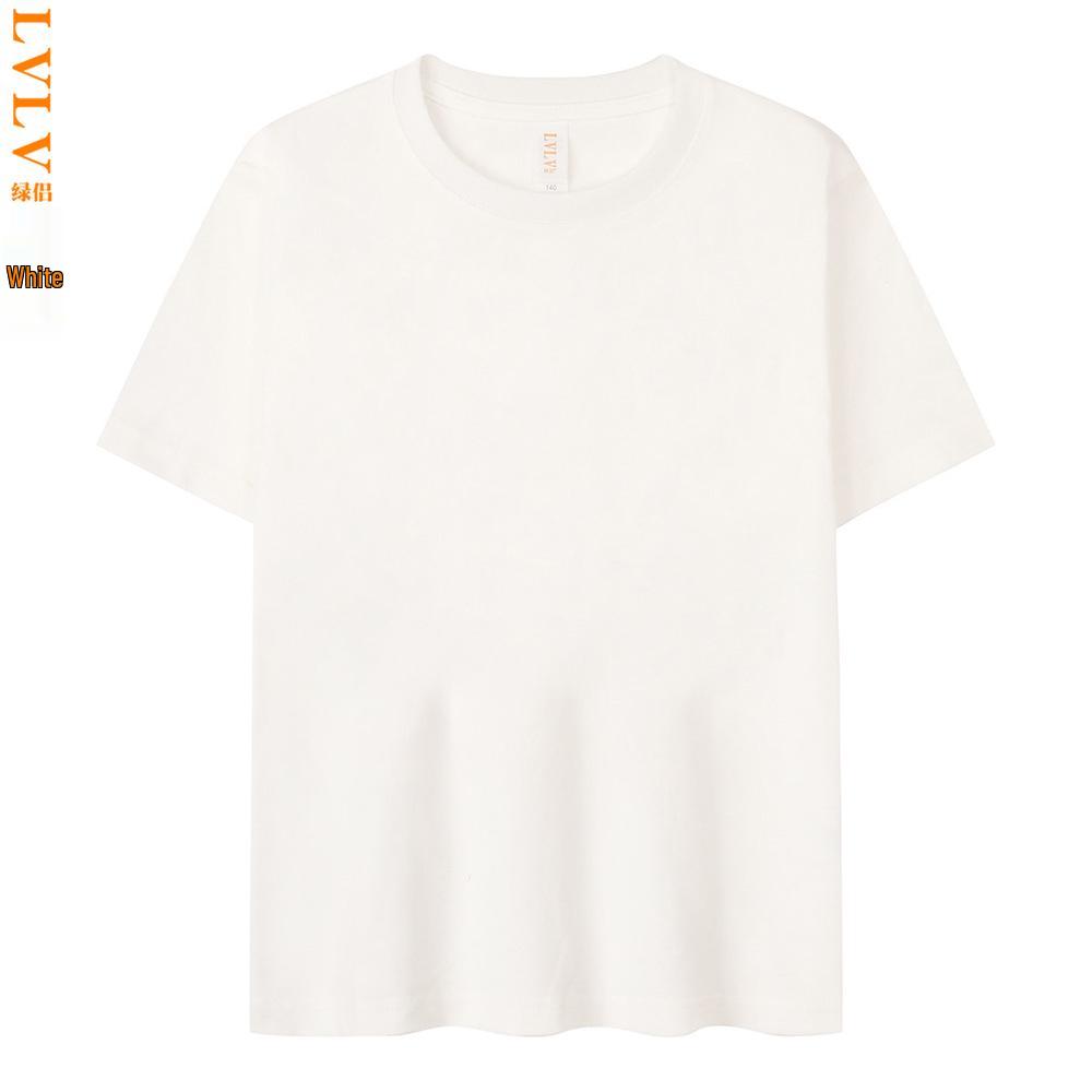 LVLV Kids' Ice Cool Combed Cotton Crew Neck T-Shirt, Short Sleeve, Parent-Child Design with Printed Logo for Boys and Girls.