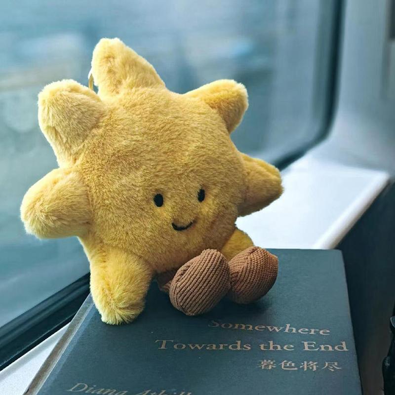 Adorable Smile Face Yellow Sun Plushie Stuffed Cute Cartoon Weather Plush Toy For Kid Bedroom Decor Sofa Throw Pillow