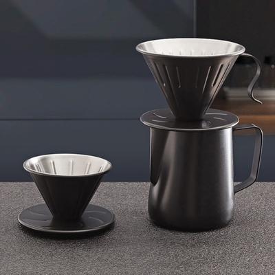 Yousheng Kaffeefilterkegel, Edelstahl, Handtropf-Übergießtrichter mit Spiralrippen, spülmaschinenfester V-förmiger Kaffeefilter für die meisten Kaffeesorten