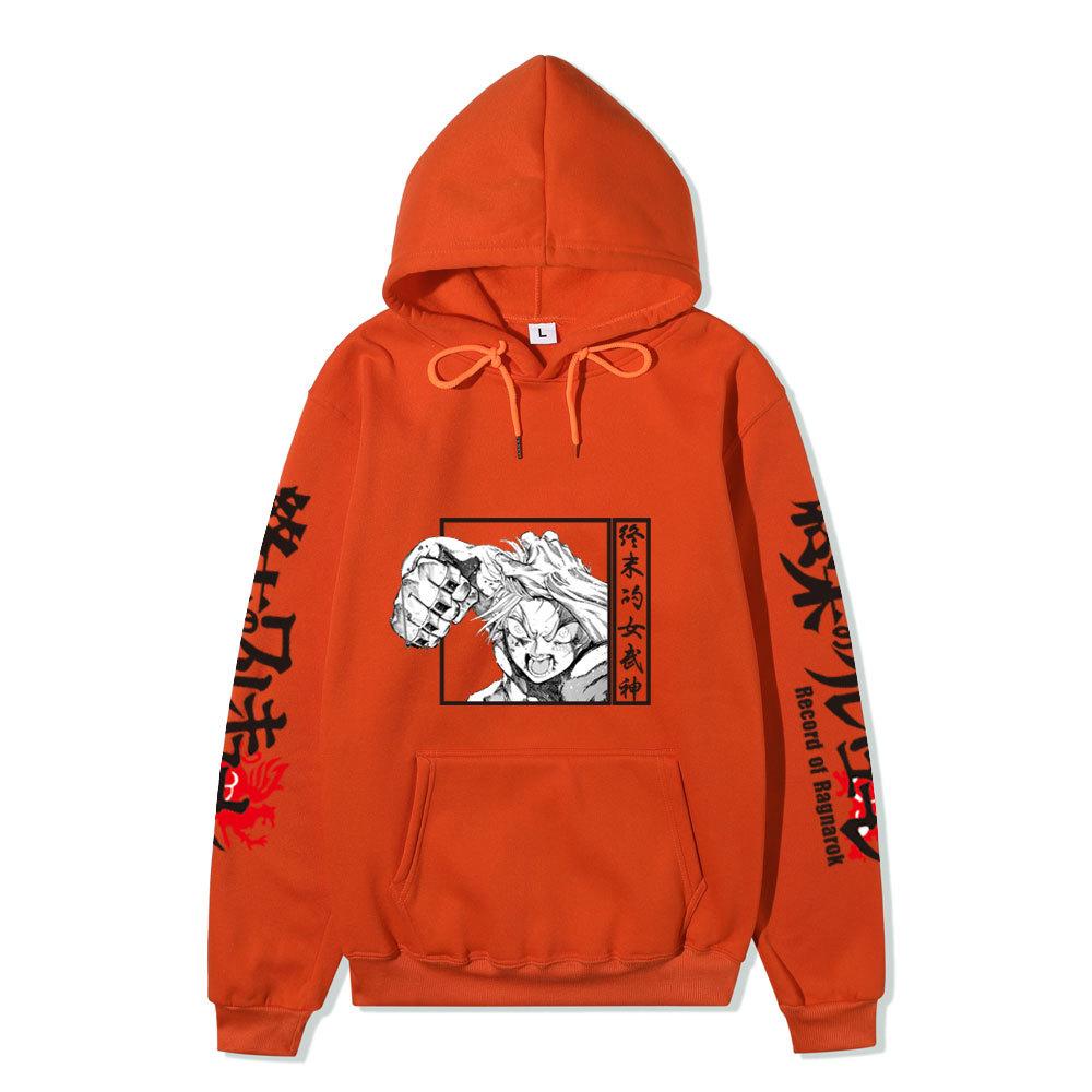 Record of Ragnarok Thor Manga Hoodie Vertikaler Japanischer Chinesischer Text Drachenprint Anime Pullover Sweatshirt