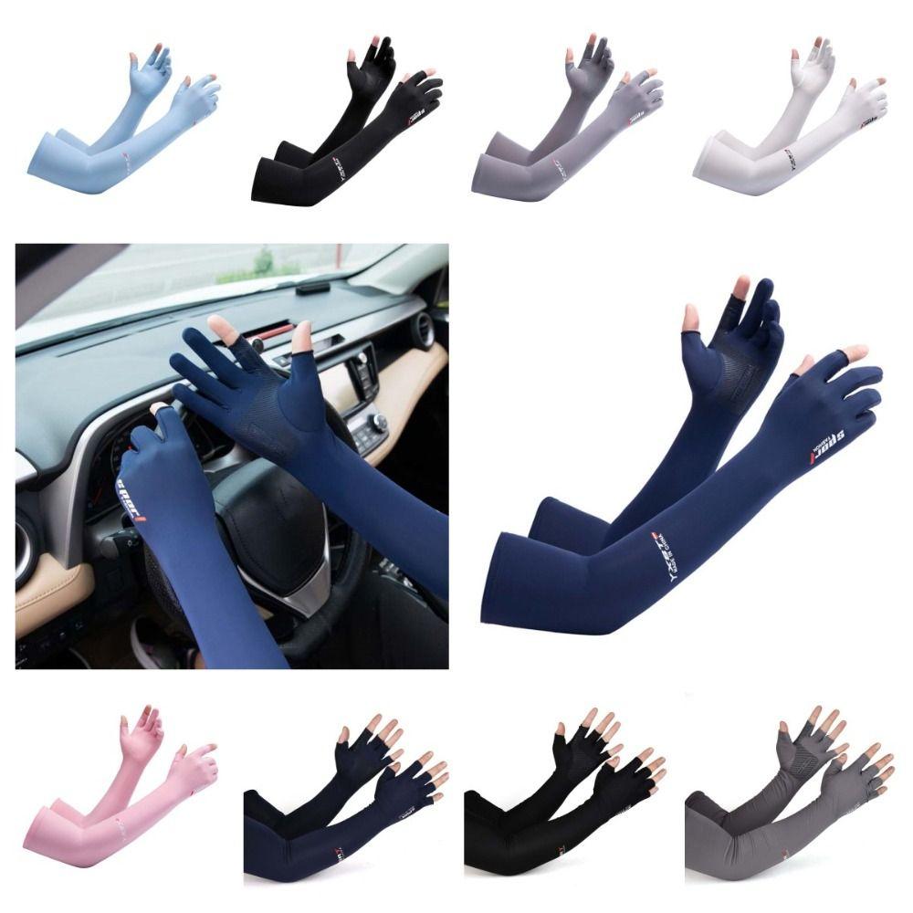 

Thin Half Finger Ice Sleeves Sun Protection Anti-UV Arm Sleeves Summer Long Arm Covers Driving Style 2