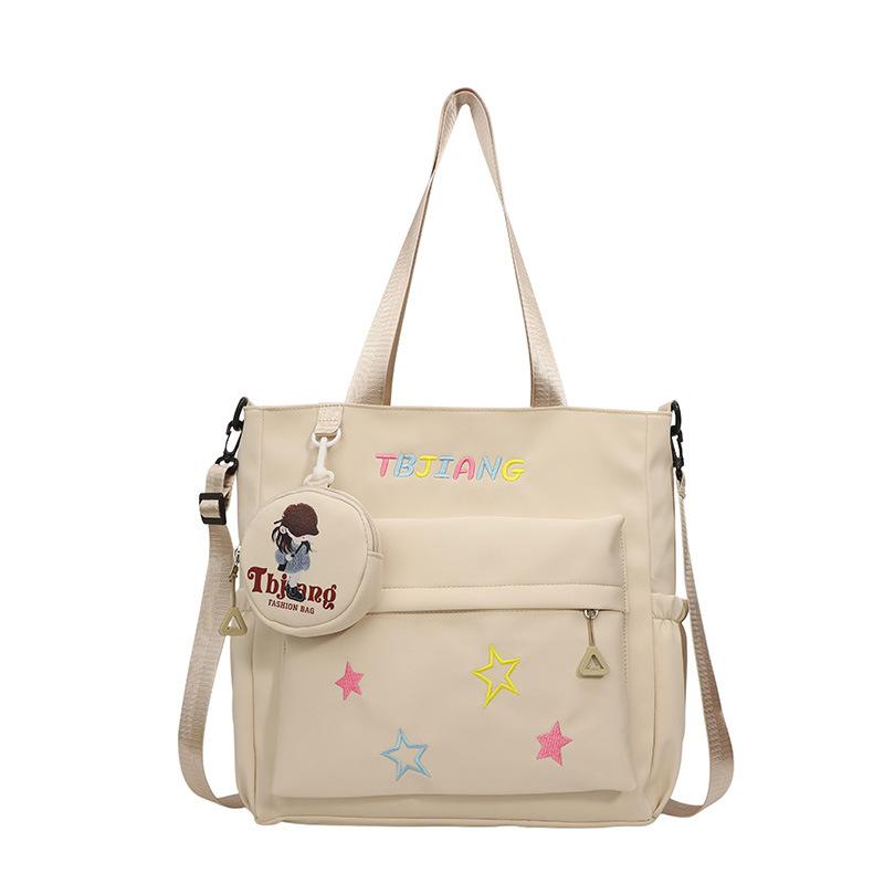 

Легкая сумка-тоут с вышивкой, студенческая на плечо, кроссбоди хаки