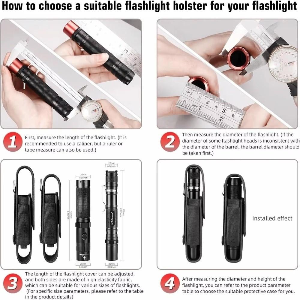 Adjustable LED Torch Pouch Hook and Loop Closure Nylon Torch Cover Flashlight Pouch Outdoor Use