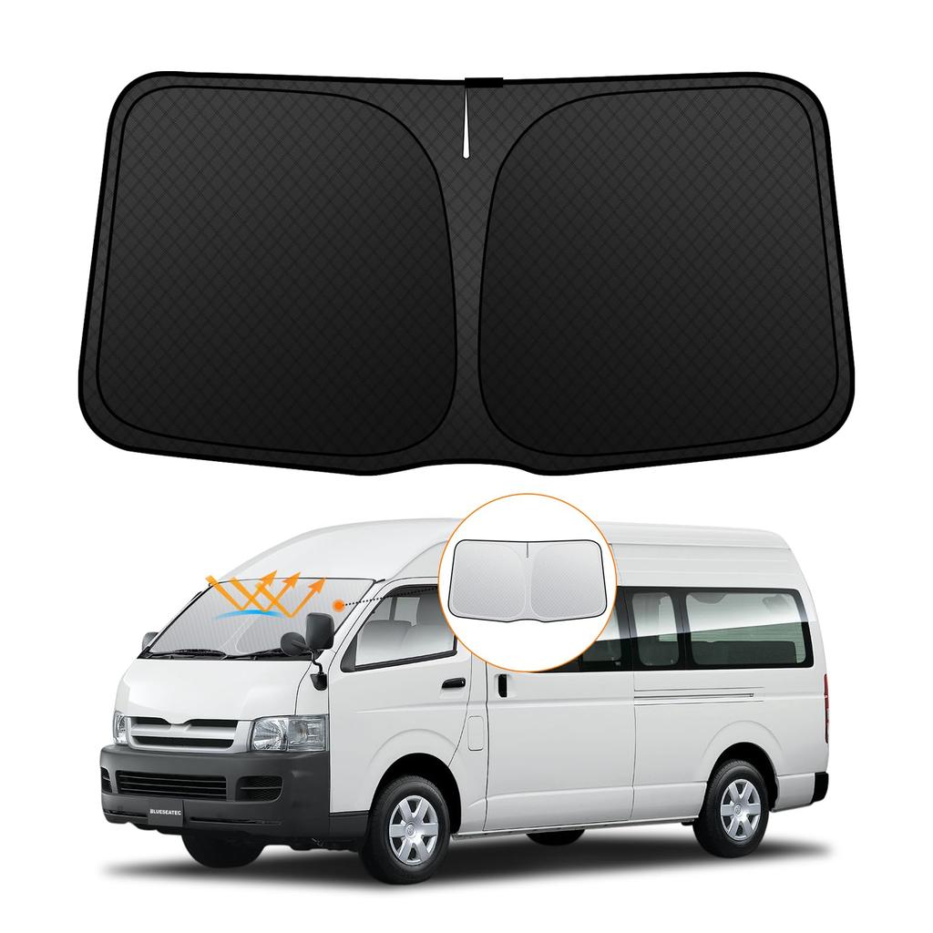 Toyota Hiace 200 Series Windshield Standard Body UV No Suction Cups Light Blocking and HIACE H200 Summer UV Easy Installation and Includes Storage Bag