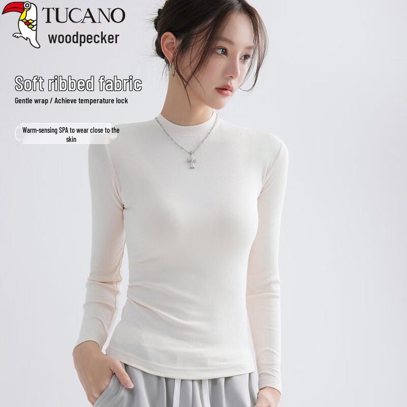 

Woodpecker Women s Slim-Fit Fleece-Lined Stand-Up Collar Base Layer T-Shirt L