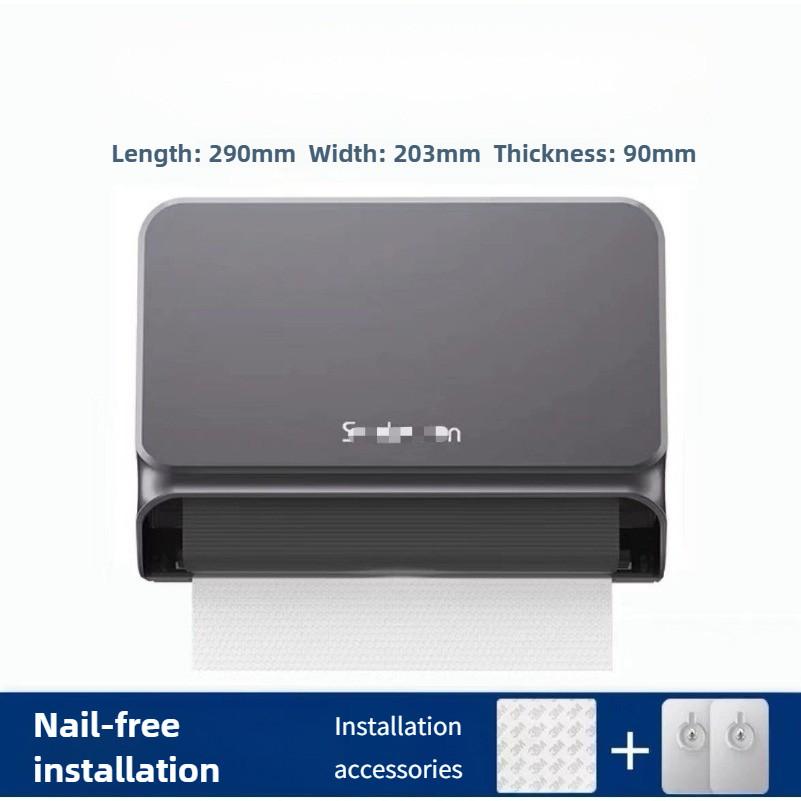 Hotelový indukční dávkovač papíru Bez vrtání Krabička na papír k otírání rukou Nástěnný dávkovač papírových kapesníků Držák papírových ručníků