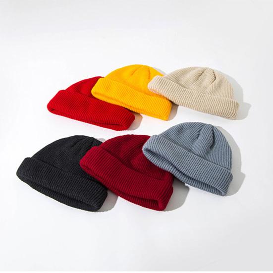 Men Women Solid Color Knitted Beanie Cap Warm Woolen Street Outdoor Sport Hat
