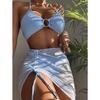 Womens Sexy Multicolor Bikini Swimsuit With Skirt Trendy European Style Stylish Swimwear For Beach Pool Summer