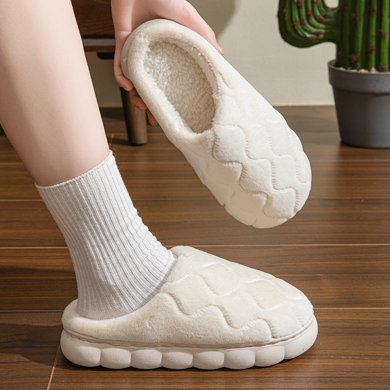 Fashion Winter Short Plush Warm Women's Cotton Slippers Indoor Home Casual Slides Autumn Non-slip Men Comfortable Slippers
