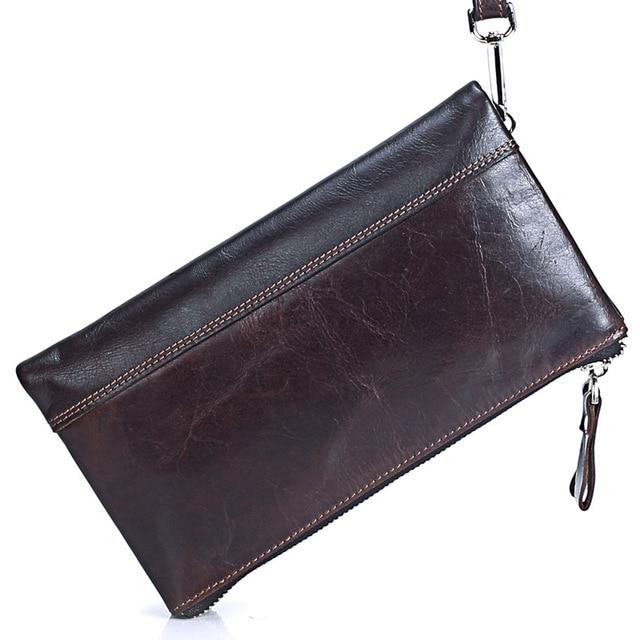 MISFITS Männer Marke Organizer Brieftaschen Aus Echtem Leder Doppel-reißverschluss Handtasche Mann Kuh Leder Lange Geldbörse Multi-funktion Telefon Tasche