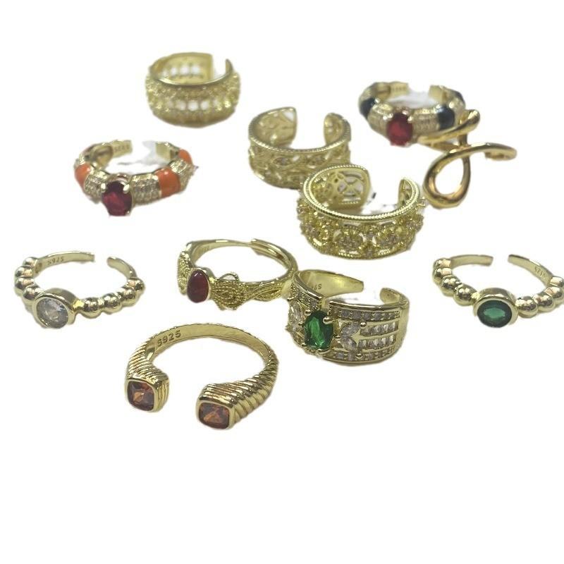 Design Geometric Unique Copper Ring For Women With Adjustable Fit And Colorful Zircon Stones