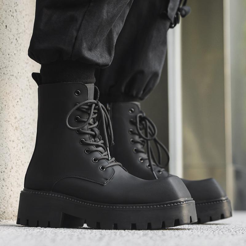 

Модные ботинки Мартина на высокой платформе с квадратным носком, мужские, новинка осени и зимы 2024 года, молодежный тренд, уличная мода, ботинки 1906-J 38 чёрный