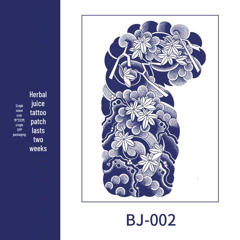 Men's Semi-Permanent Herbal Waterproof Tattoo Stickers - Long-Lasting, Non-Reflective Full Arm Cover
