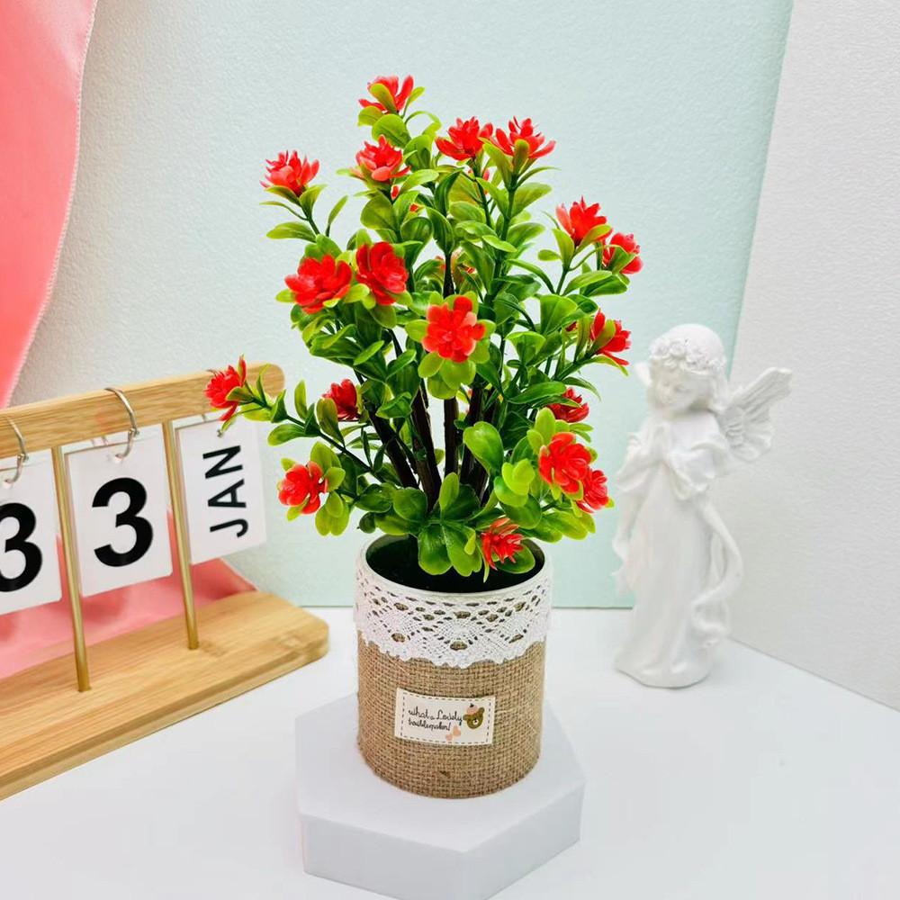 

Sasanqua Camellia Floral Pot Potted Plant For Wedding Table And Green Space Bright Red