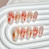 Women Mid‑Long Press‑On Nails Pure‑Handmade Boutique Gold‑Carp Transfer‑Print Lucky‑Vibe False Nail Patches