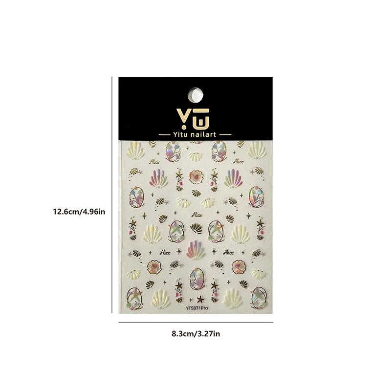 

5D Золотые Двухслойные Ракушки Морская Звезда Наклейки для Нейл-Арта Украшения для Ногтей Принадлежности для Ногтей Милые Наклейки Наклейки для Ногтей Аксессуары для Ногтей
