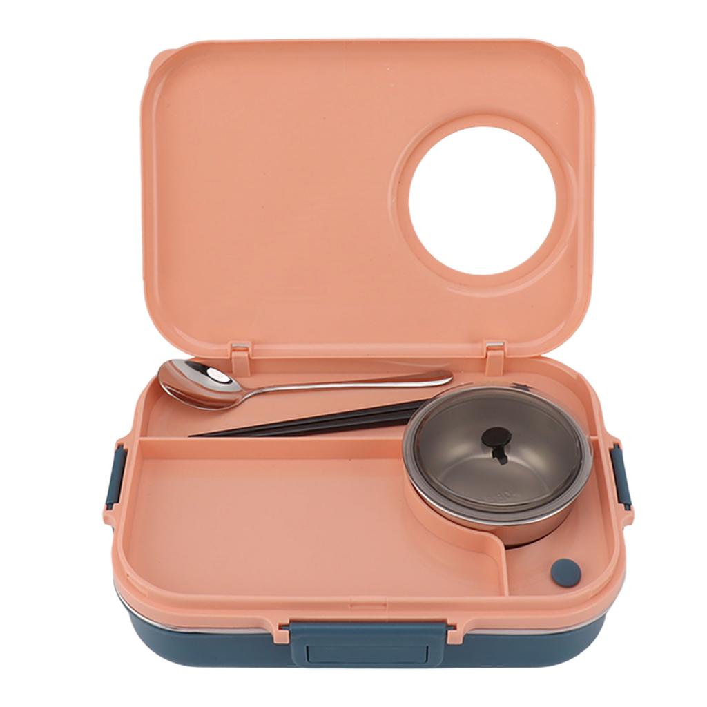 Bento Box 4 Compartments 1200ml 304 Stainless Steel Insulated with Soup Bowl Lid Spoon Chopsticks