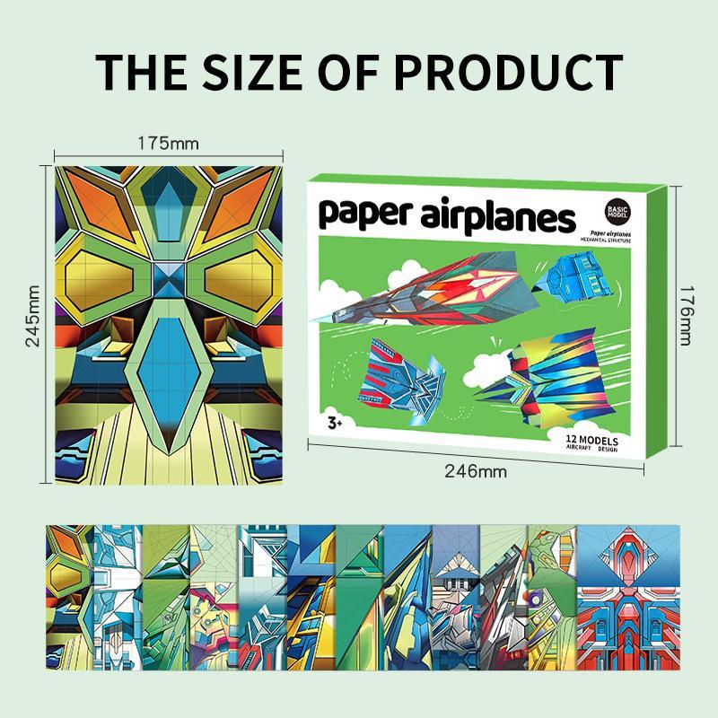 36 Sheets Handmade 3D Foldable Airplane Model Diy Creative Color Production Paper Airplane Folding Set For Holiday Gift