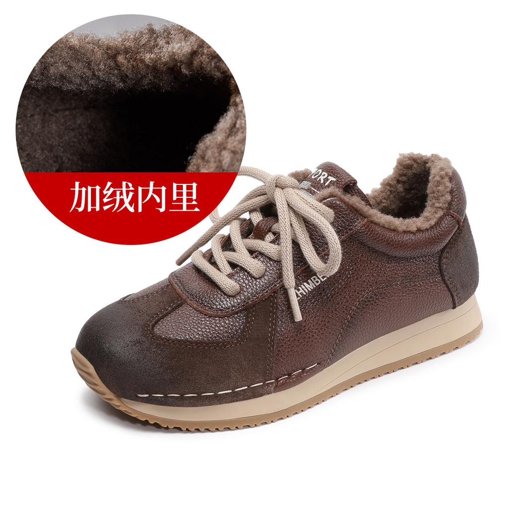 True leather training shoes women's shoes 2026 autumn new model Forrest Gump shoes retro sports shoes casual shoes lace up shoes