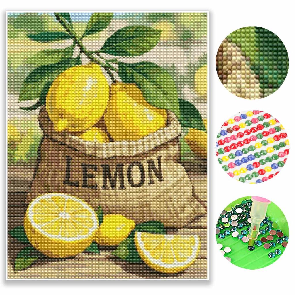 Diamond Painting Kit Lemon Basket Full Diamond Round Mosaic Handmade Home Decoration Gift