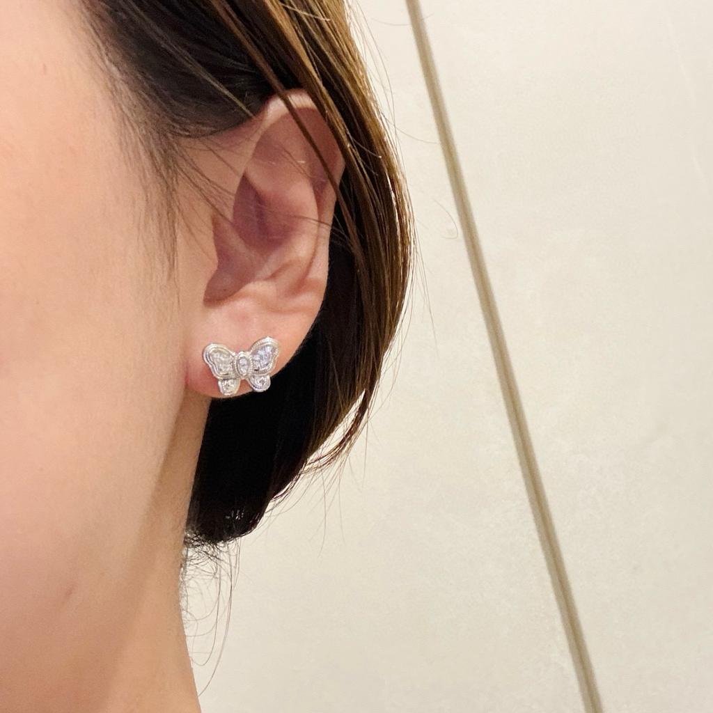 New Vintage 100% Pure 925 Sterling Silver Butterfly Earring Pave Aaa Full Zirconia Ear Studs For Women Fine Luxury Jewelry