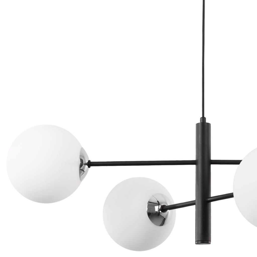 Vicenza Hanging Lamp Black-Chrome 4-Flat White Lampshade E14