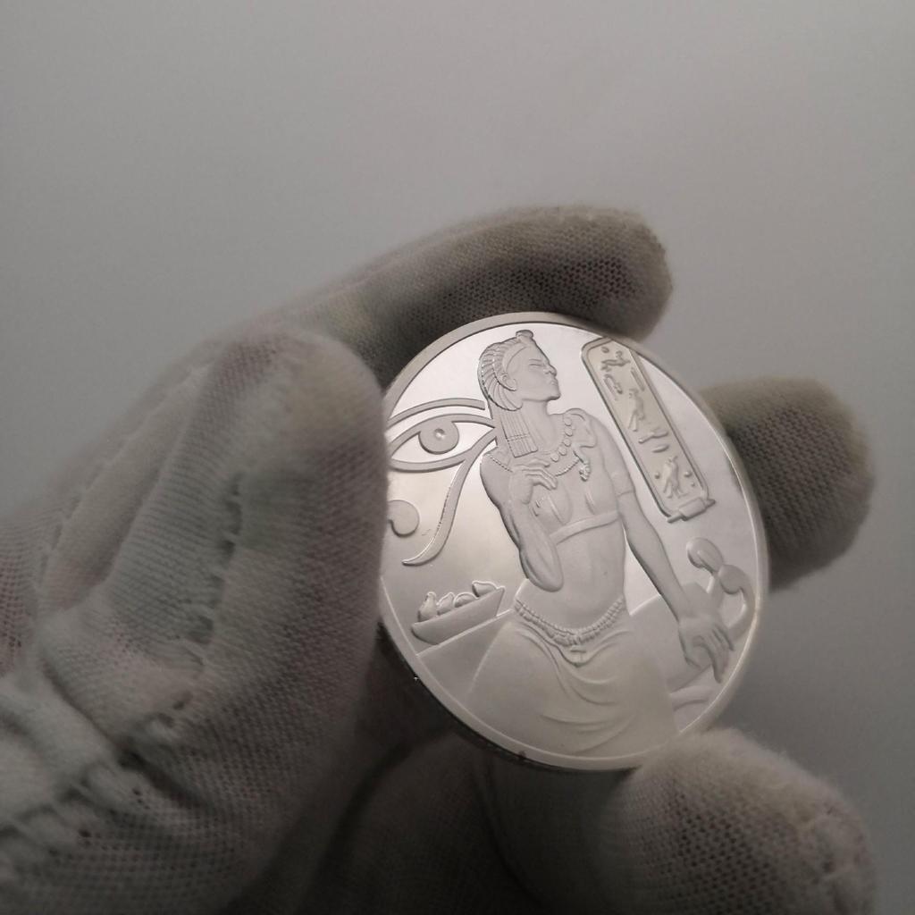 Ancient Greece and Egypt, Goddess Isis, Commemorative Coin, Silver Plated, Pyramid Coin, Metal Commemorative Medal