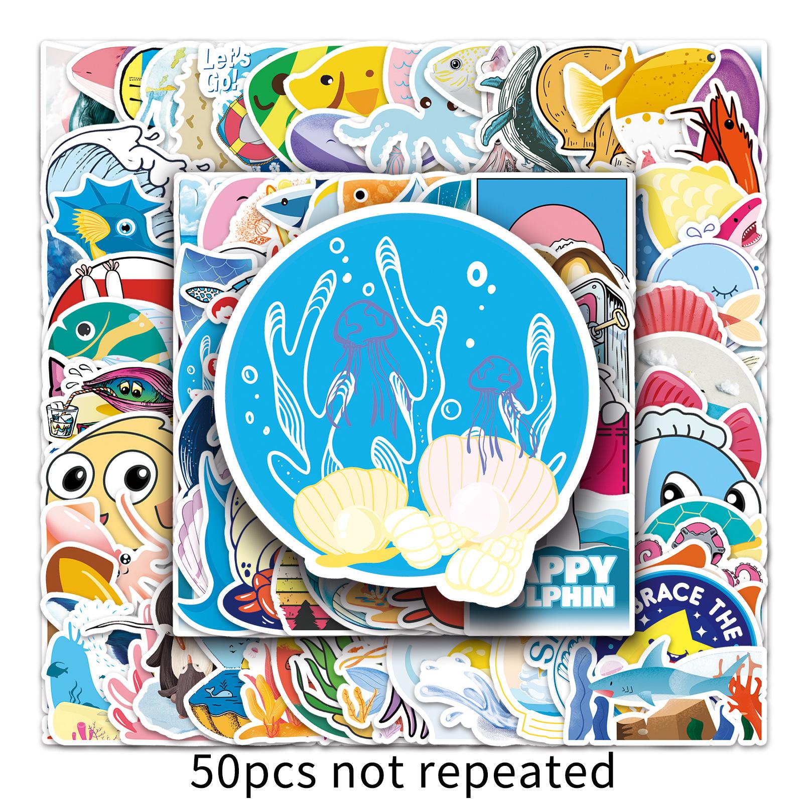 

100 Marine Bio Cartoon Doodle Tablet Computer Scooter Locomotive Car Sticker Waterproof Sticker
