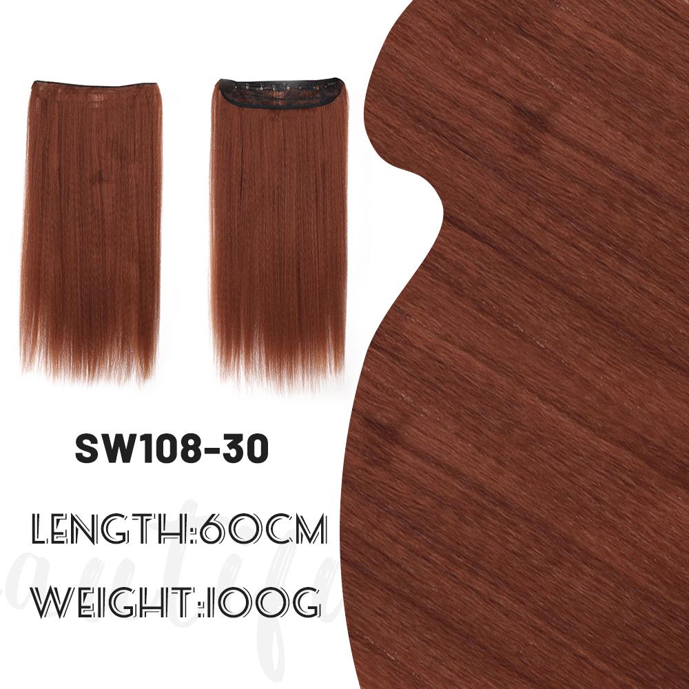 Synthetic Black Long Straight Clip Extension Hair 24 Inch Women's Wig 5 Clip High Temperature Wig