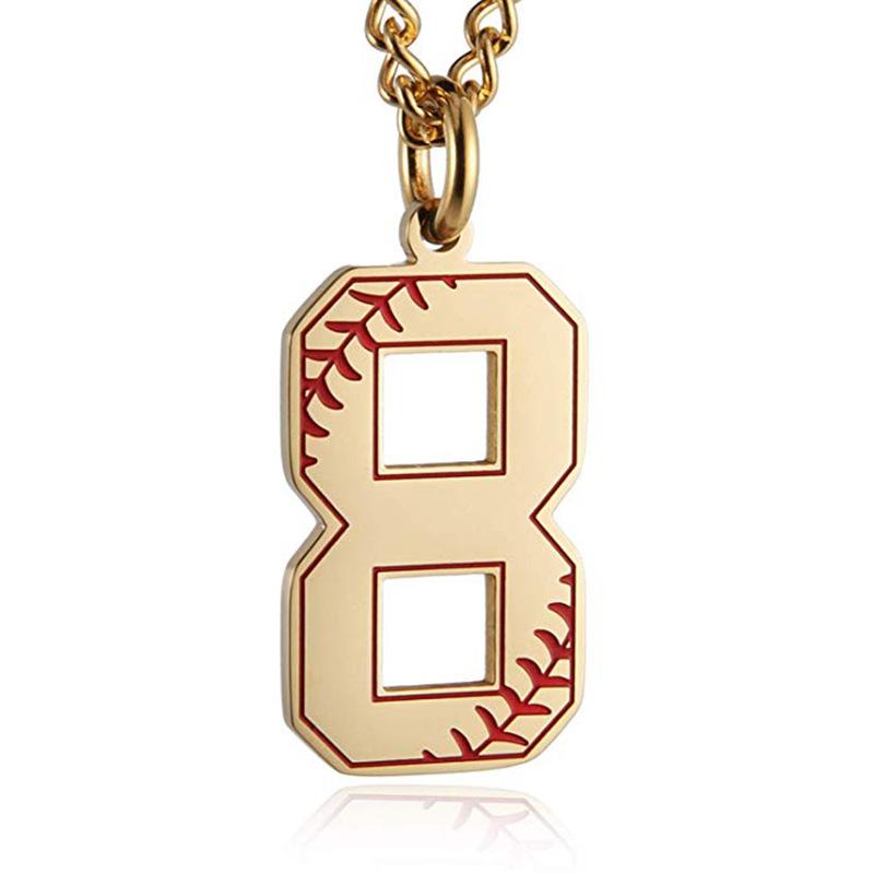INS trendy stainless steel European and American fashion outdoor digital baseball necklace men's accessories titanium steel pendant
