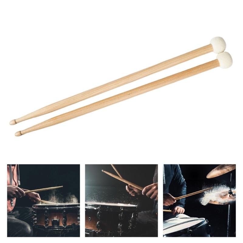 2Pcs Felt Head Drum Sticks Timpani Drumsticks Percussion Instrument Double Head Drum Hammer Drum Practice Playing Tool