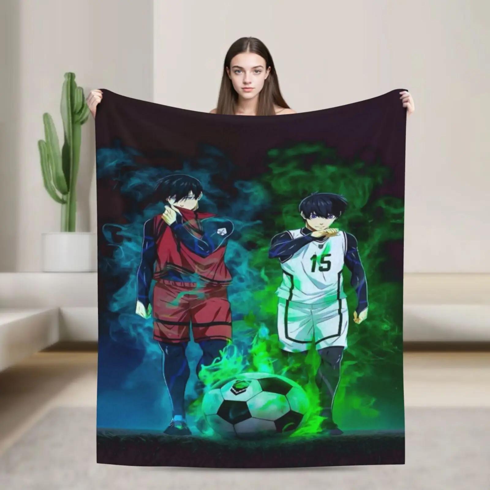 Pandara Jewelry Unisex Blue Anime Lock Flannel Blanket For Couch Sofa Bed, Home Decor, Cool Cartoon Character Lightweight Warm Blanket For Living Room