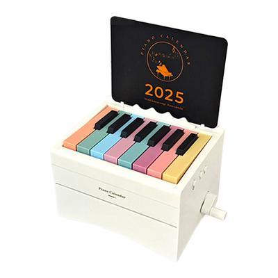 Hand-Crank Bluetooth Piano Music Calendar 2025 with 27 Music Calendar Cards Creative Piano Calendar White