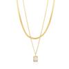 Niche design plating, snake bone double-layer gemstone pendant, retro Hong Kong style cold wind long necklace