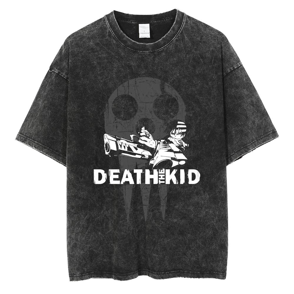 T-shirt Manga Soul Eater Stampa Death the Kid T-shirt Lavata Vintage Streetwear Abbigliamento Uomo Donna Maglietta in Cotone Oversize