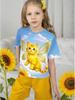 Girl Clothes Cute Wing Cat 3D Print Short Sleeve Tees Casual Round Neck Kids T-Shirt Tops Fashion Streetwear Children's Clothing