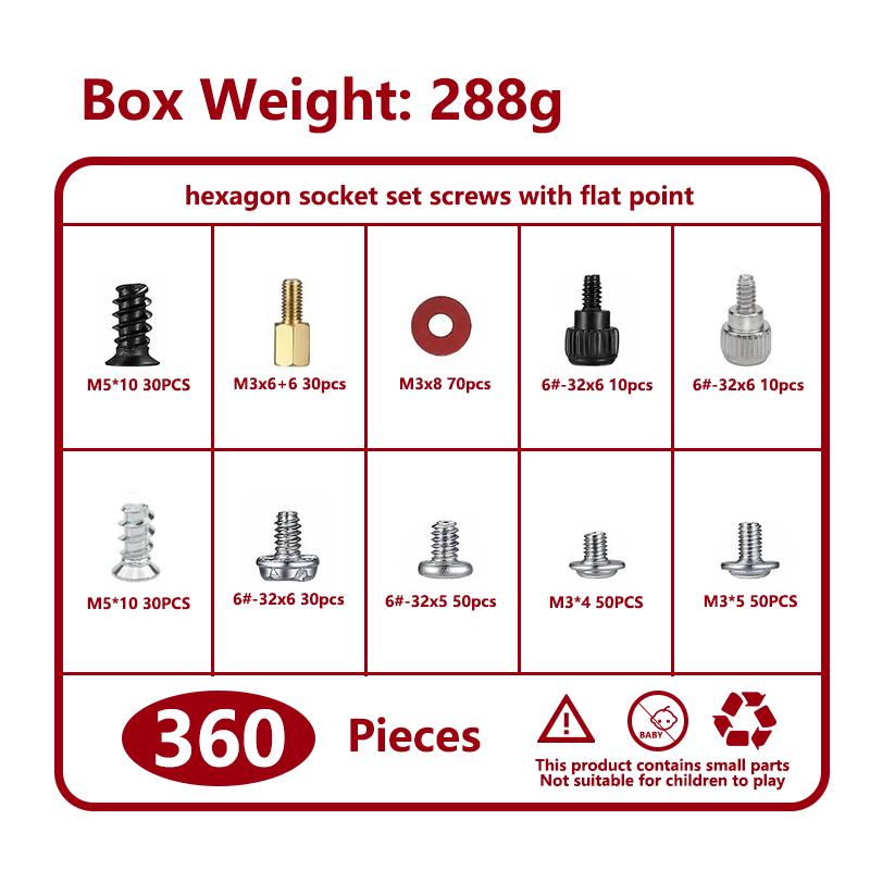360/228PCS Computer PC Case Hard Disk Drive Fan Motherboard Power Supply Server HDD PSU PCI Mount Repair DIY Screw Bolt Kit Set