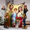 1PC Holy family with flowers Faith-printed Flannel Blanket Soft and Warm Suitable for Home Travel Picnics Camping and RV Use
