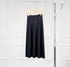 Black Label Women's A-Line Knitted Midi Skirt, Elastic Waist, Yangtze Yarn 2-Ply 48s Wool, Black Grey