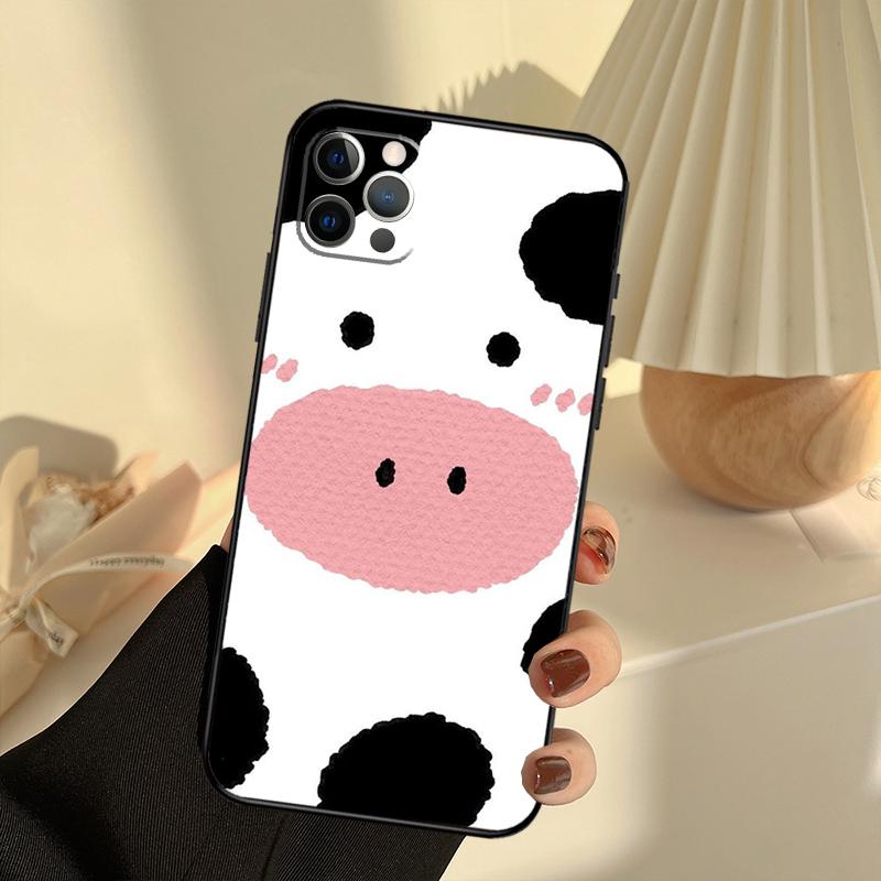 Cut Cow Phone Case For iPhone 15 14 13 12 11 16 17 Pro Max 13 mini 15 16 Plus 16e 17 Air Cover Funda