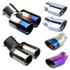 Universal Stainless Steel Exhaust Tip, Dual Outlet Double Pipe Muffler Tail Pipe, Burnt Blue/Rainbow/Chrome Coated Car Exhaust Muffler Tip Modificatio