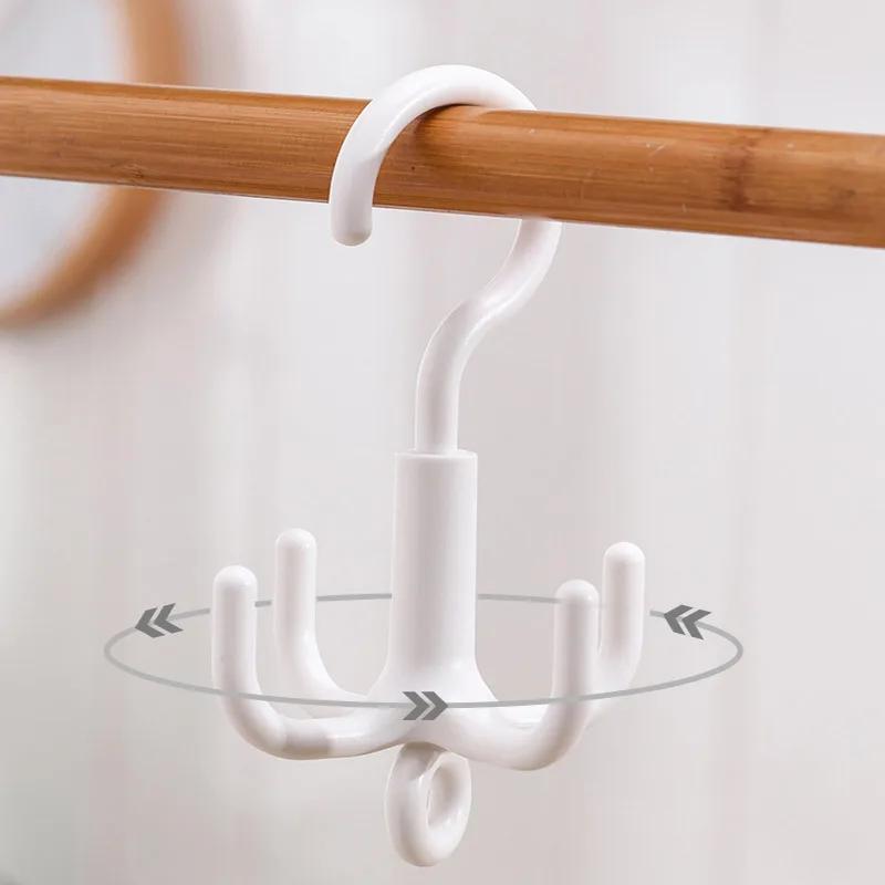 Four Claw Rotating Hook, No Punching Bag Tie Scarf Scarf Hat Hanger, 4.5kg Load-Bearing Storage Hook.