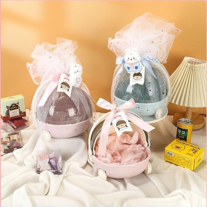 Baby Full Moon Cradle Hand Gift Box Round Flip Cover 100 Days Banquet Birthday Wedding Candy Storage Gift Box Cosmetics Storage